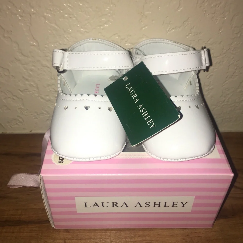 Laura Ashley Baby Girls White Mary Jane Shoes Size 3